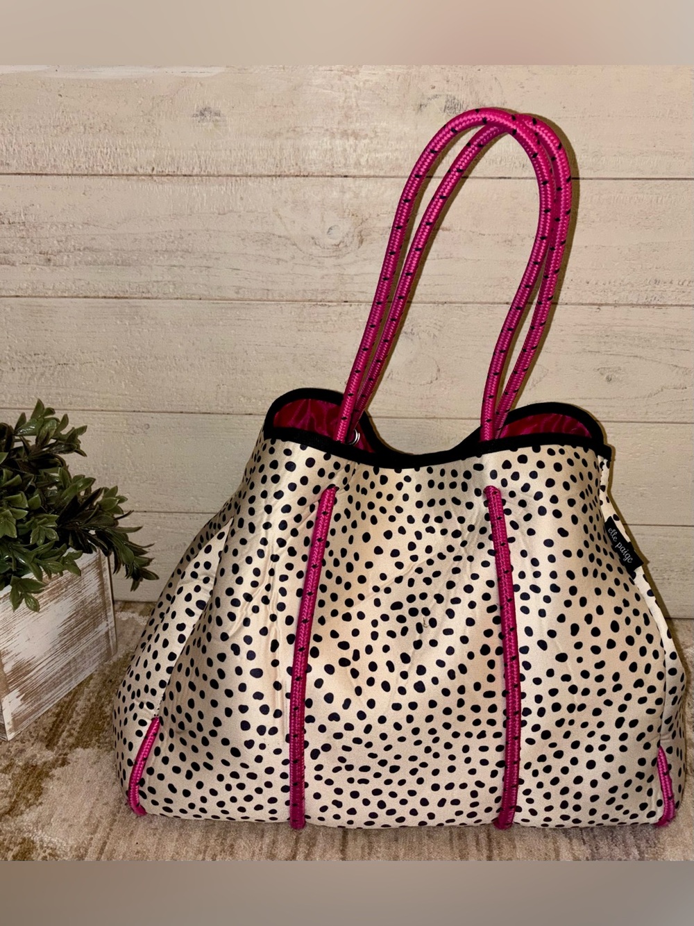 Elle Paige Polka Dot Neoprene Tote Bag